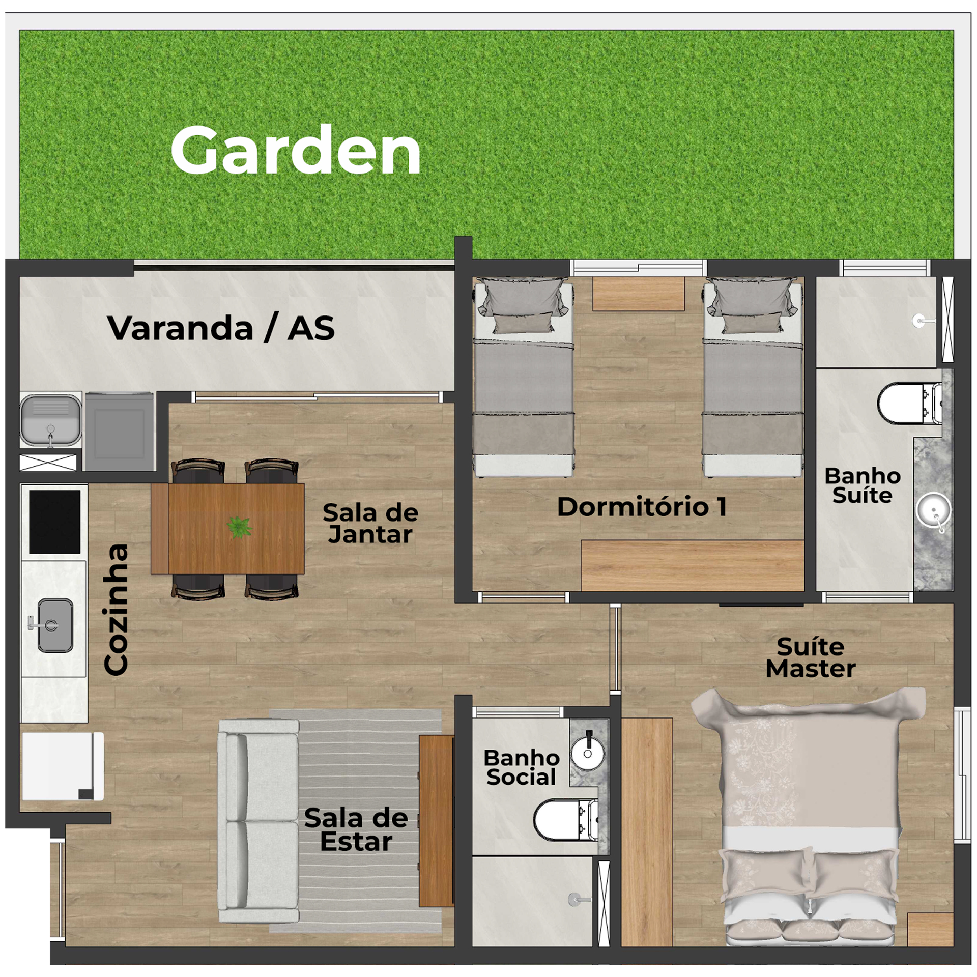 Apartamento Torre Tipo 2 - Canto Garden
