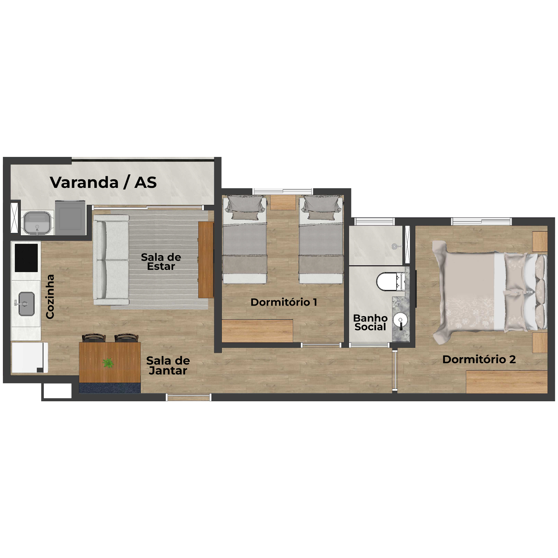 Apartamento Torre Tipo 1 - Meio
