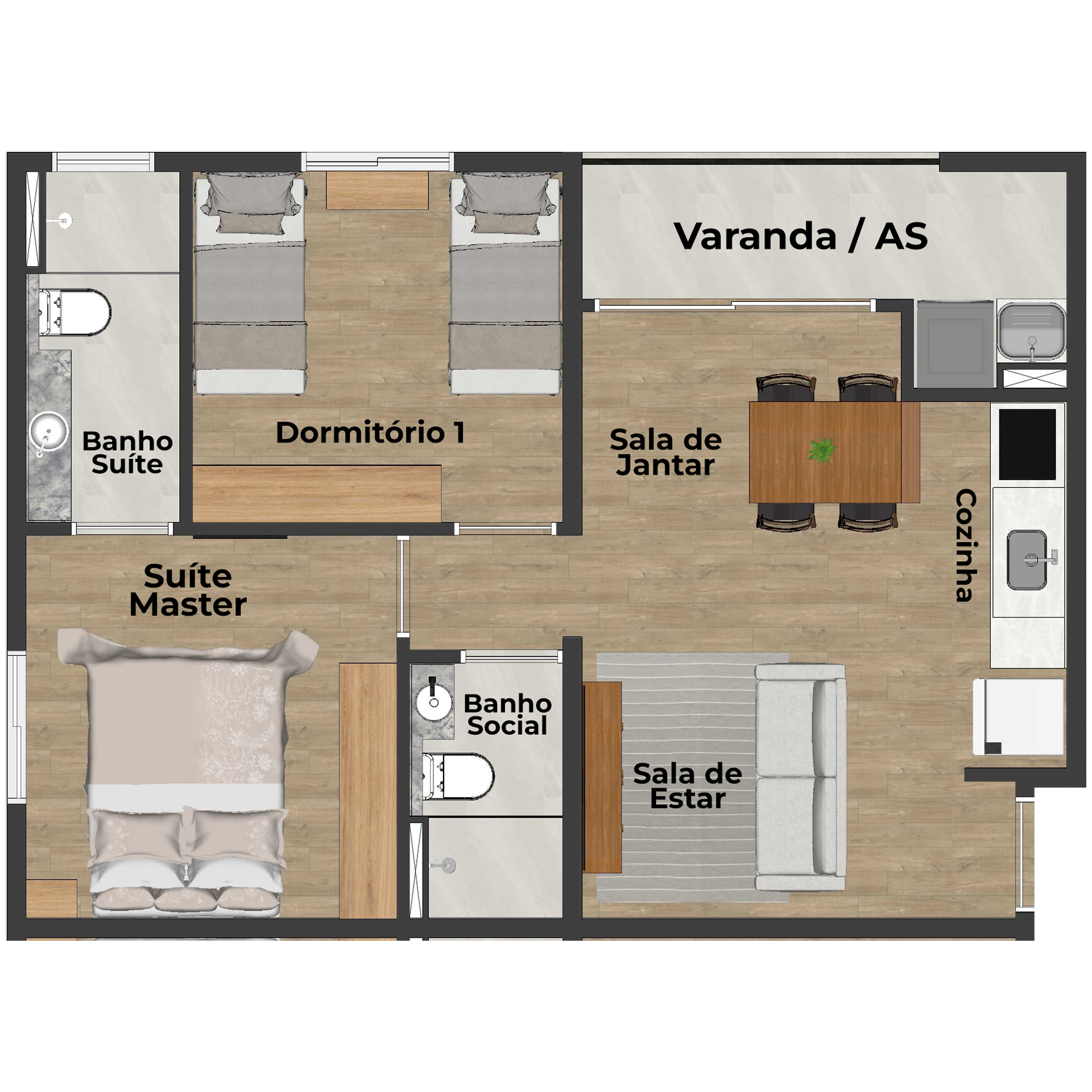 Apartamento Torre Tipo 2 - Canto
