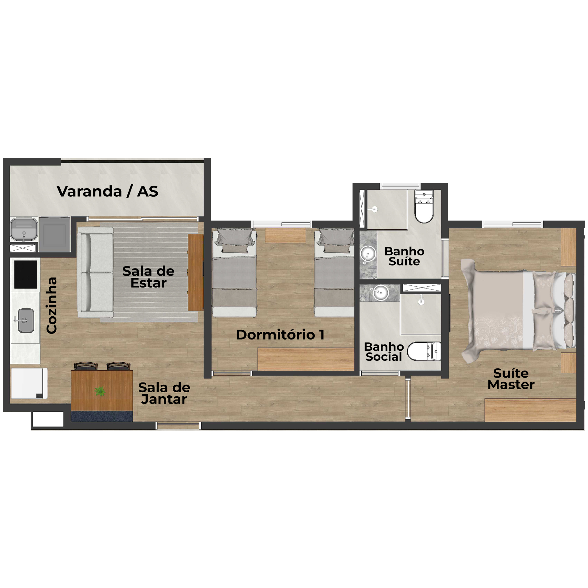 Apartamento Torre Tipo 2 - Meio