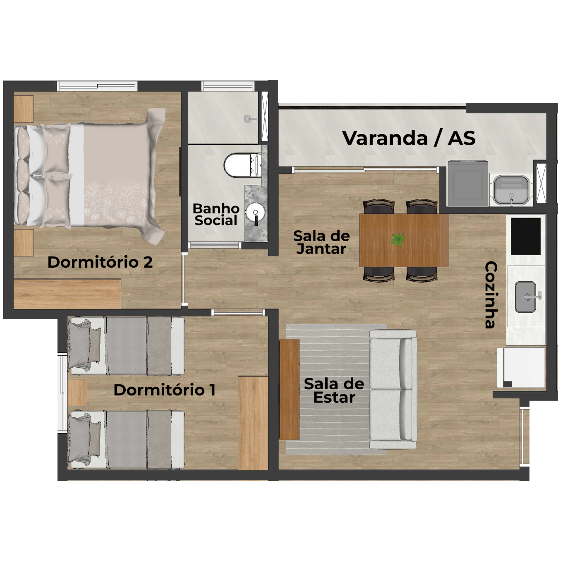 Apartamento Torre Tipo 1 - Canto